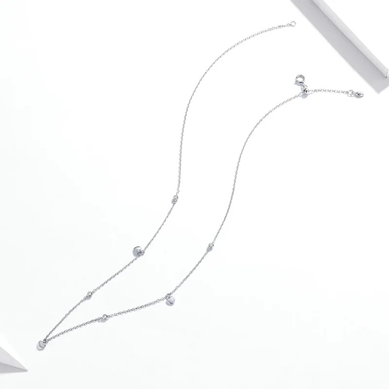 (image for) Pandora Style Silver Necklace, Heart Shape, Enamel - SCN417 - View 4