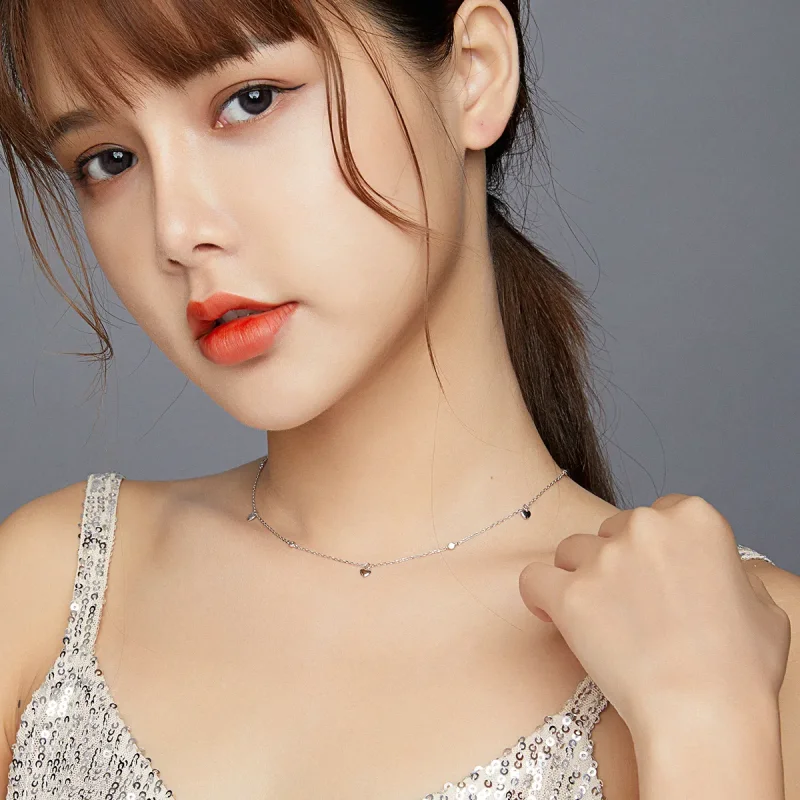 (image for) Pandora Style Silver Necklace, Heart Shape, Enamel - SCN417 - View 6