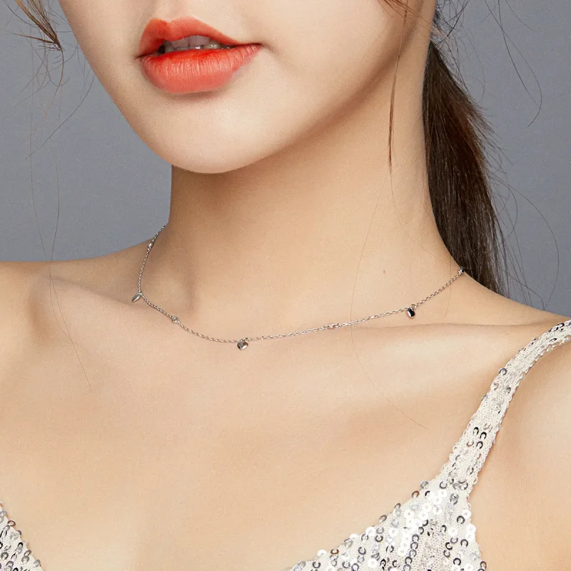 (image for) Pandora Style Silver Necklace, Heart Shape, Enamel - SCN417 - View 8