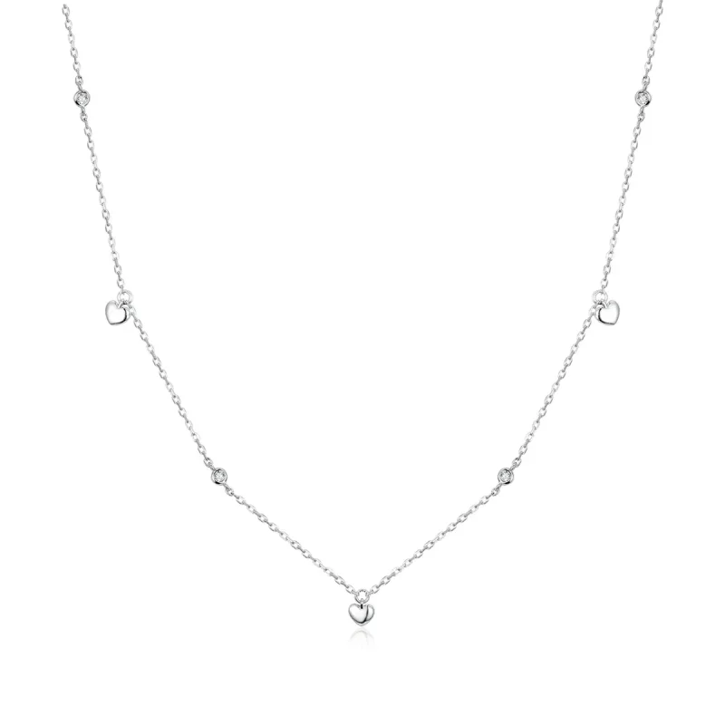 (image for) Pandora Style Silver Necklace, Heart Shape, Enamel - SCN417 - Product Image