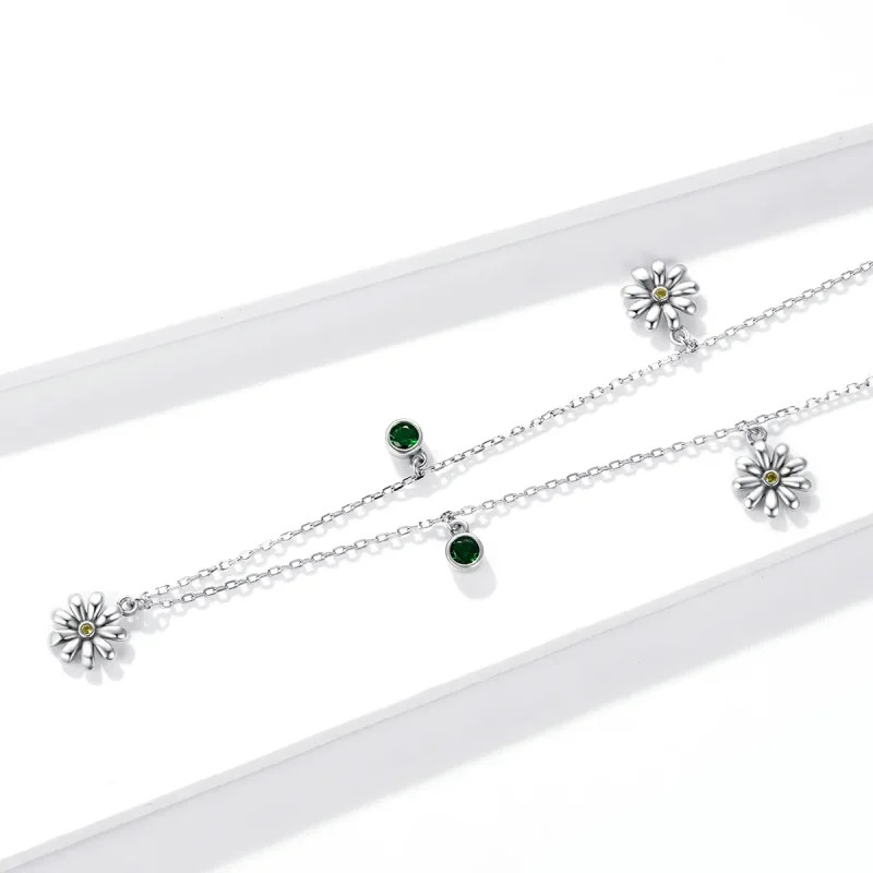 (image for) Pandora Style Silver Necklace, Little Daisy, Enamel - SCN415 - View 2