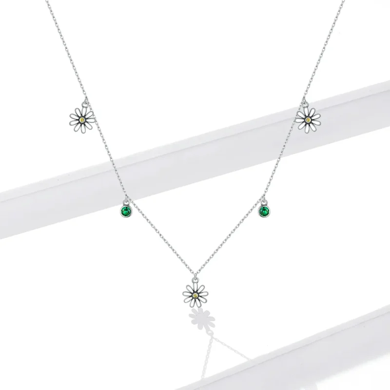 (image for) Pandora Style Silver Necklace, Little Daisy, Enamel - SCN415 - View 5