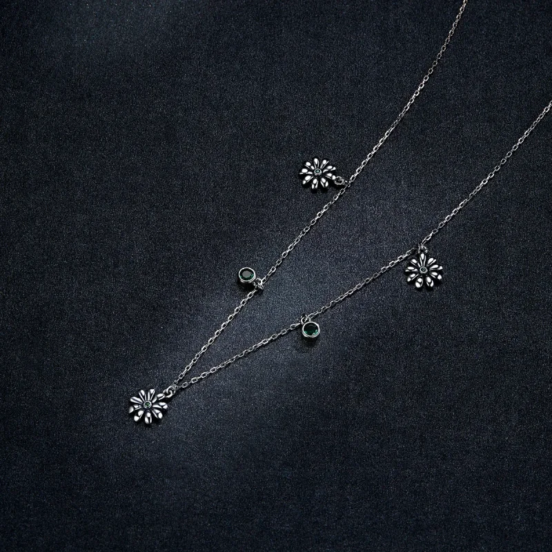 (image for) Pandora Style Silver Necklace, Little Daisy, Enamel - SCN415 - View 6