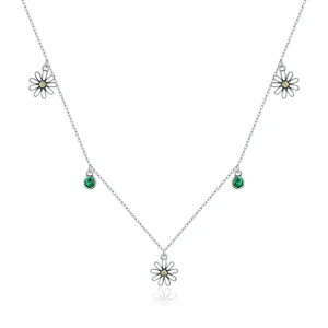 (image for) Pandora Style Silver Necklace, Little Daisy, Enamel - SCN415