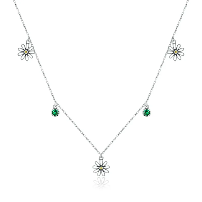 (image for) Pandora Style Silver Necklace, Little Daisy, Enamel - SCN415 - Product Image