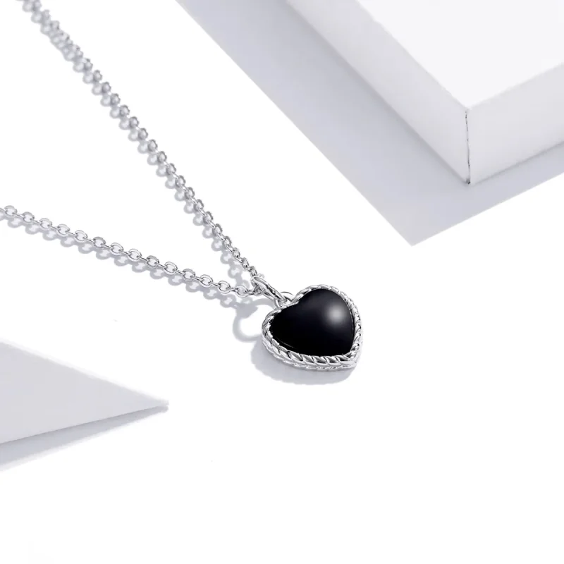 (image for) Pandora Style Silver Necklace, Love Agate, Black Enamel - SCN443 - View 2