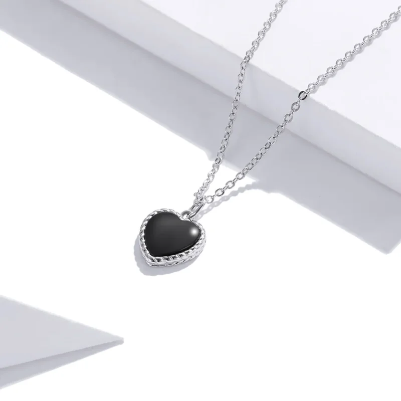 (image for) Pandora Style Silver Necklace, Love Agate, Black Enamel - SCN443 - View 3