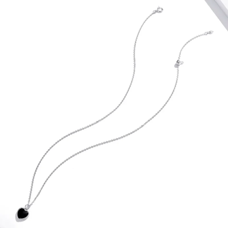 (image for) Pandora Style Silver Necklace, Love Agate, Black Enamel - SCN443 - View 4