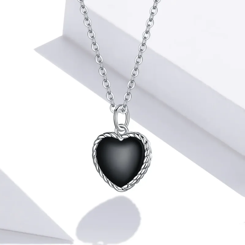 (image for) Pandora Style Silver Necklace, Love Agate, Black Enamel - SCN443 - View 5