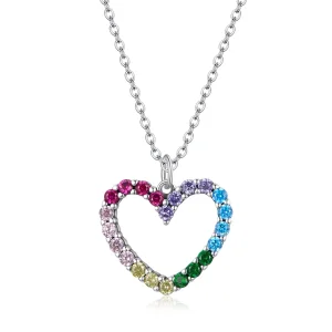 (image for) Pandora Style Silver Necklace, Love of Rainbow, Multicolor Enamel - SCN449