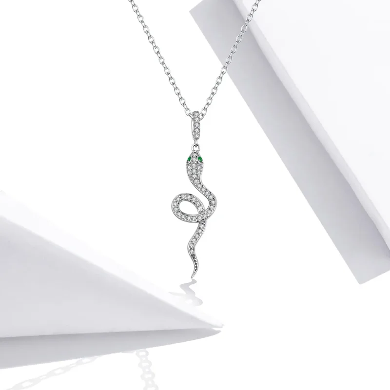 (image for) Pandora Style Silver Necklace, Lovely Snake, Enamel - SCN409 - View 5