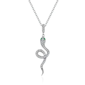 (image for) Pandora Style Silver Necklace, Lovely Snake, Enamel - SCN409