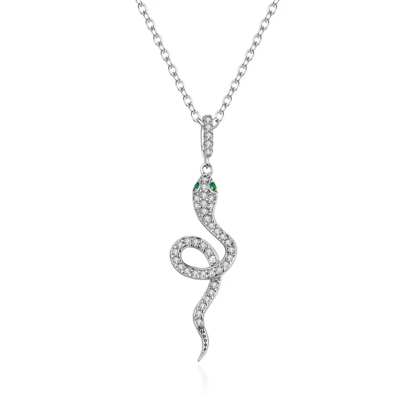 (image for) Pandora Style Silver Necklace, Lovely Snake, Enamel - SCN409 - Product Image