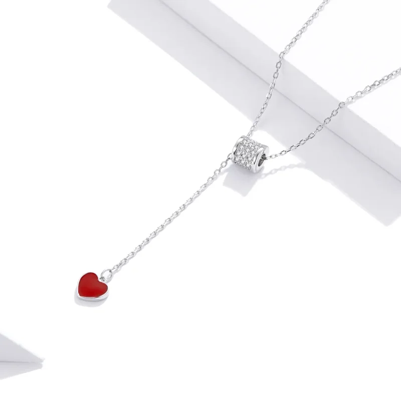 (image for) Pandora Style Silver Necklace, Loving Waist, Red Enamel - SCN424 - View 3