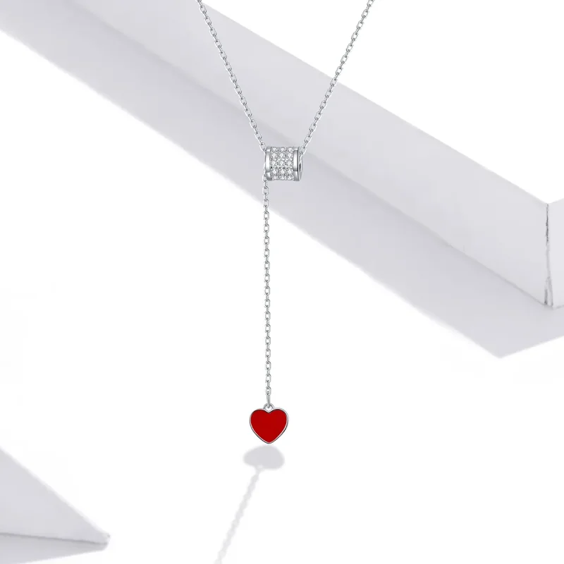 (image for) Pandora Style Silver Necklace, Loving Waist, Red Enamel - SCN424 - View 5