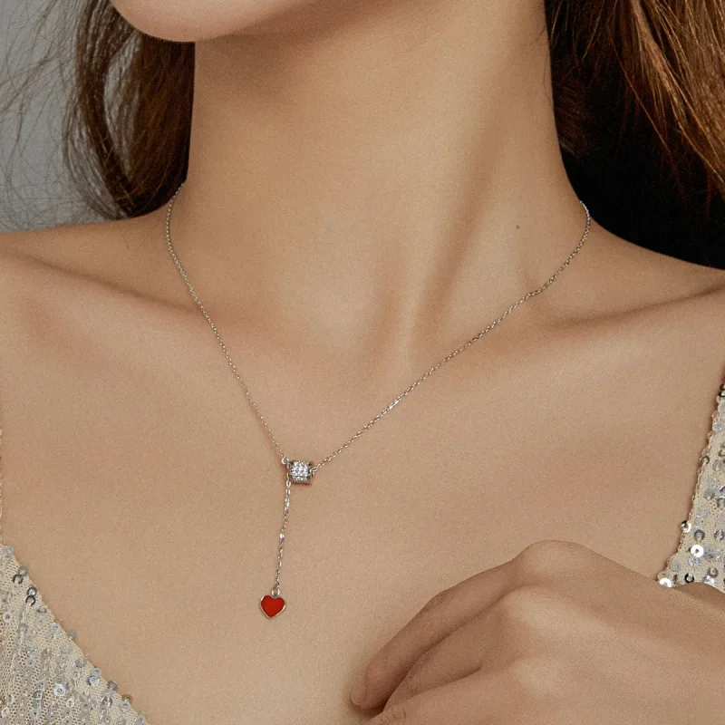 (image for) Pandora Style Silver Necklace, Loving Waist, Red Enamel - SCN424 - View 7