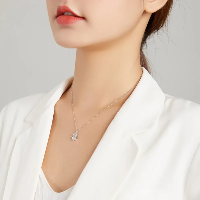 (image for) Pandora Style Silver Necklace, Lucky Hand, Enamel - SCN434 - View 7