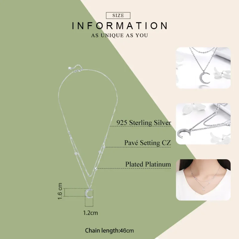 (image for) Pandora Style Silver Necklace, Moon & Stars, Enamel - BSN038 - View 7