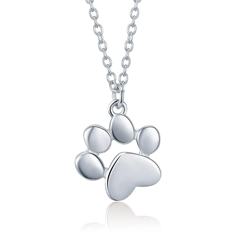(image for) Pandora Style Silver Necklace, Pet Paw, Enamel - SCN275-2 - Product Image
