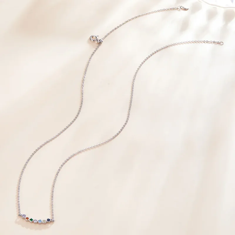 (image for) Pandora Style Silver Necklace, Rainbow, Multicolor Enamel - SCN451 - View 2