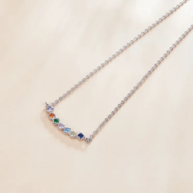 (image for) Pandora Style Silver Necklace, Rainbow, Multicolor Enamel - SCN451 - View 4