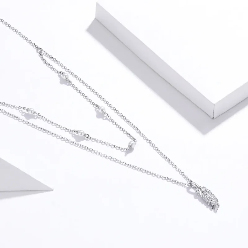 (image for) Pandora Style Silver Necklace, Shiny Wheat, Enamel - BSN208 - View 2