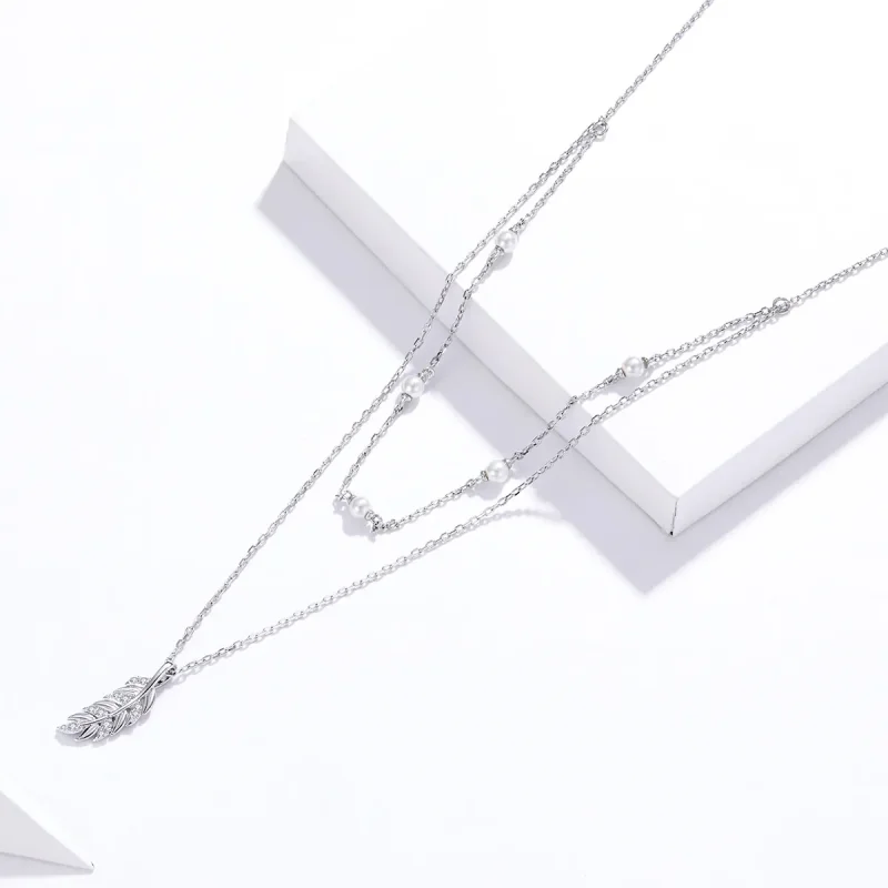 (image for) Pandora Style Silver Necklace, Shiny Wheat, Enamel - BSN208 - View 3