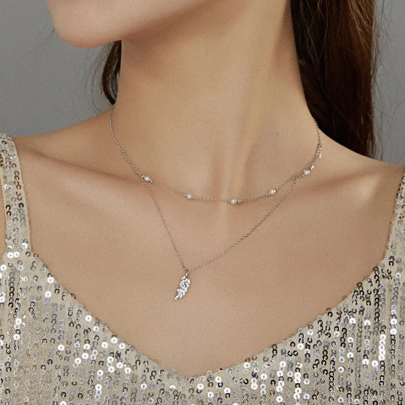 (image for) Pandora Style Silver Necklace, Shiny Wheat, Enamel - BSN208 - View 6