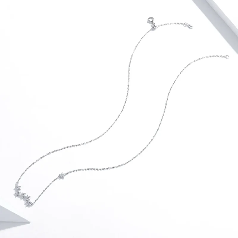 (image for) Pandora Style Silver Necklace, Twinkling Stars, Enamel - SCN419 - View 4