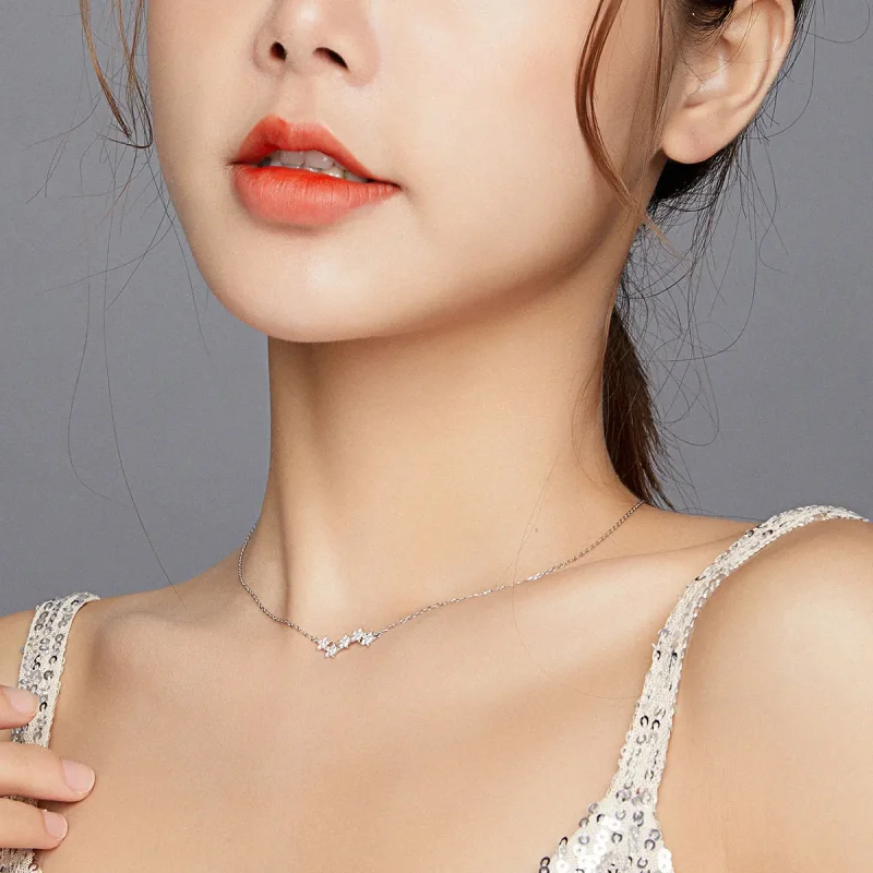 (image for) Pandora Style Silver Necklace, Twinkling Stars, Enamel - SCN419 - View 6