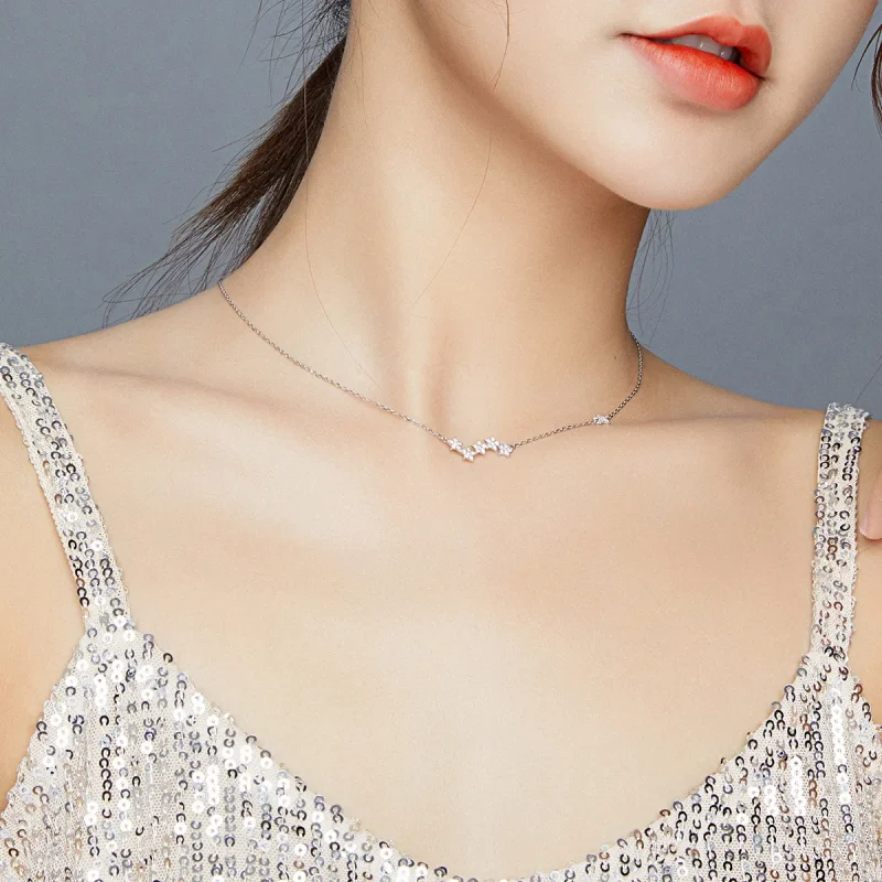 (image for) Pandora Style Silver Necklace, Twinkling Stars, Enamel - SCN419 - View 7