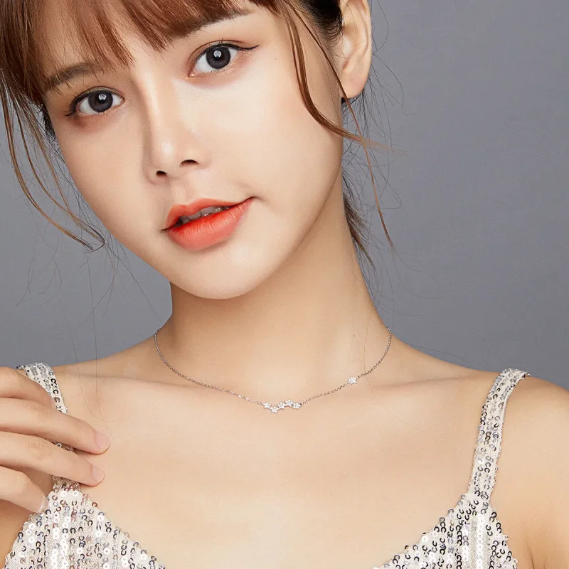 (image for) Pandora Style Silver Necklace, Twinkling Stars, Enamel - SCN419 - View 8