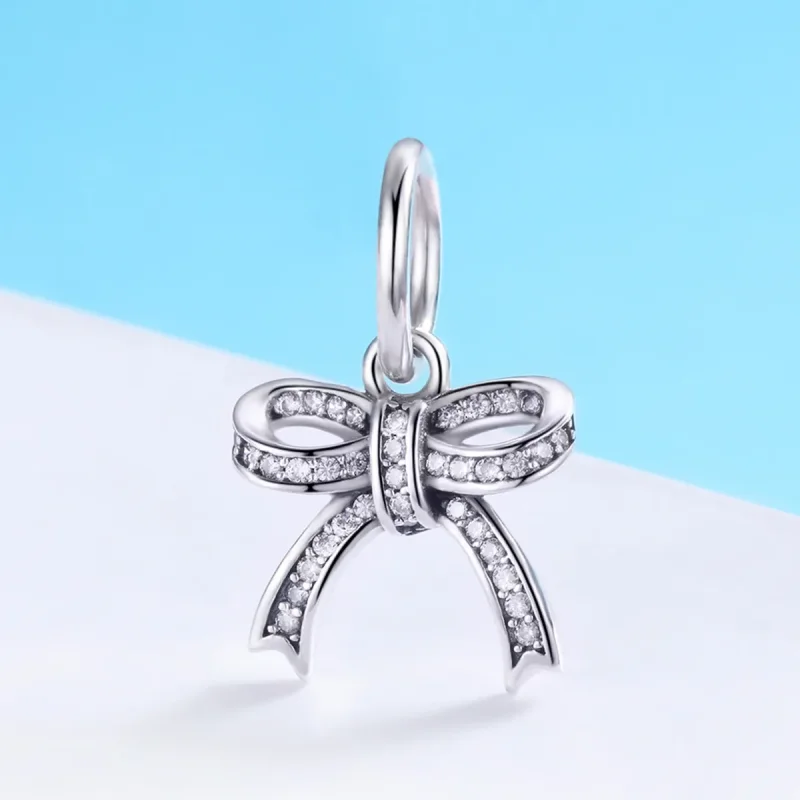 (image for) Pandora Style Silver Pendant, Bow - SCC775 - View 2