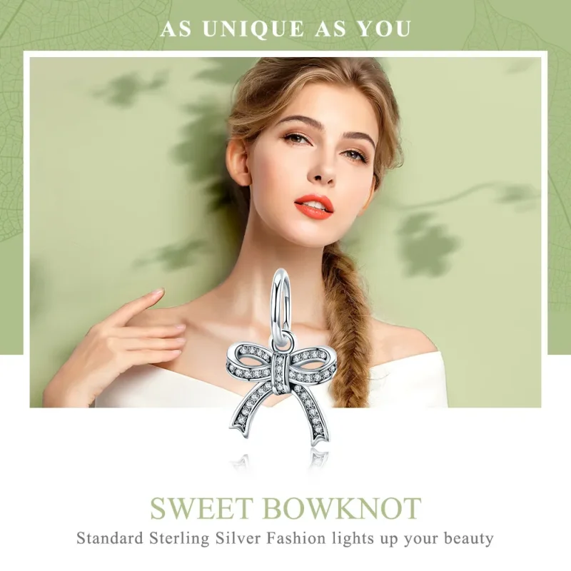 (image for) Pandora Style Silver Pendant, Bow - SCC775 - View 6