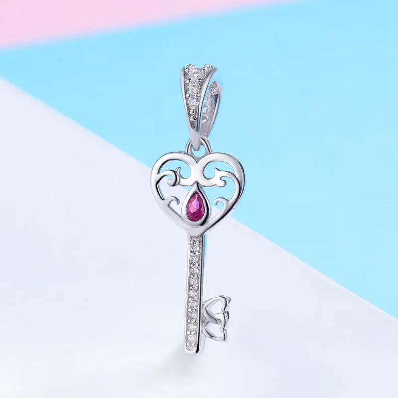 (image for) Pandora Style Silver Pendant, The Key to Happiness - SCC791 - View 2