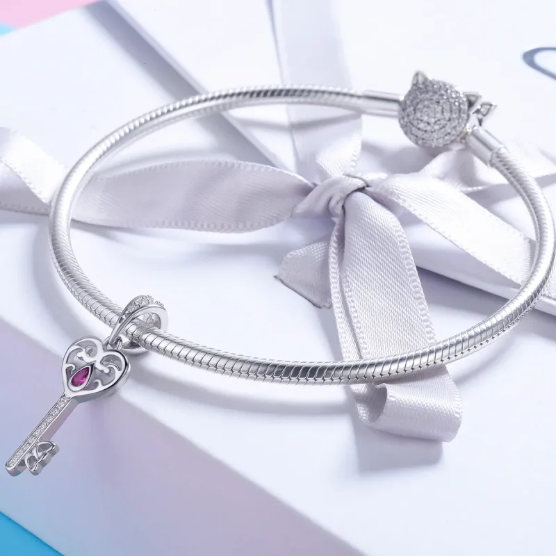 (image for) Pandora Style Silver Pendant, The Key to Happiness - SCC791 - View 4