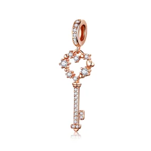 (image for) Rose Gold Luchy Shinning Key Pendant - PANDORA Style - SCC1122