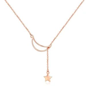 (image for) Rose Gold Starry Moon Chain Necklace - PANDORA Style - SCN108-C