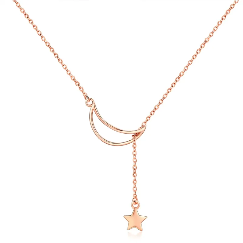 (image for) Rose Gold Starry Moon Chain Necklace - PANDORA Style - SCN108-C - Product Image