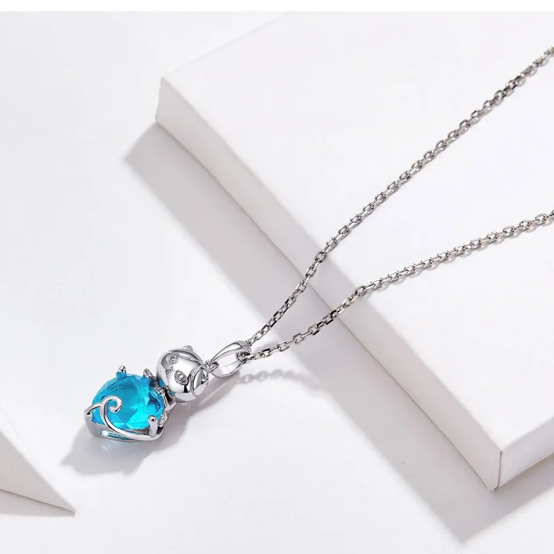 (image for) Silver Blue Cat Necklace - PANDORA Style - SCN331 - View 3
