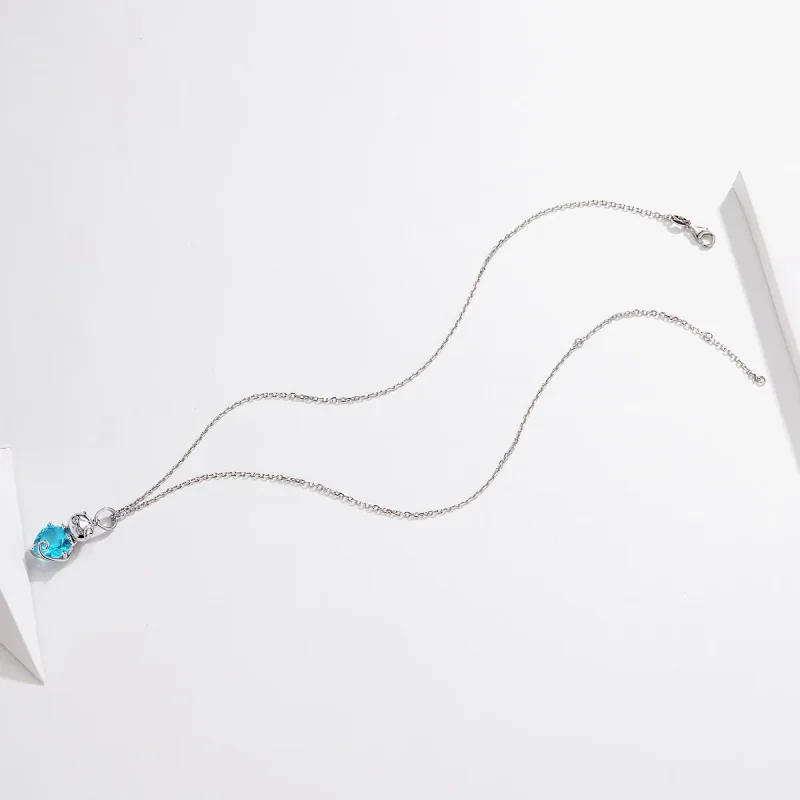 (image for) Silver Blue Cat Necklace - PANDORA Style - SCN331 - View 4