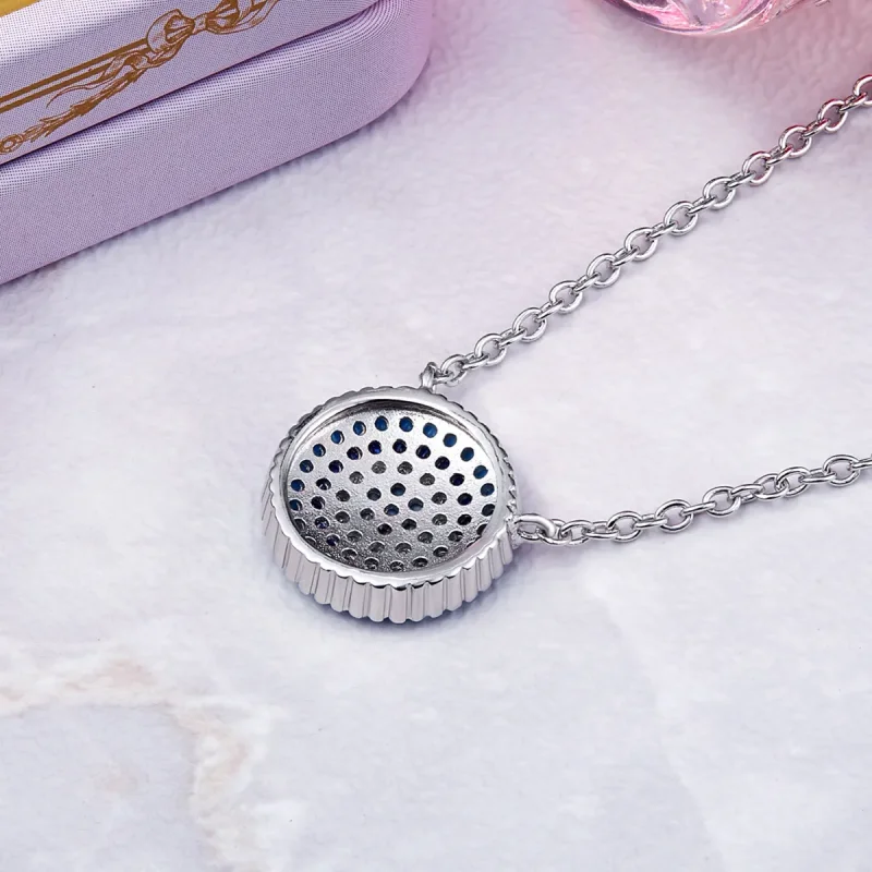 (image for) Silver Blue Circle Necklace - PANDORA Style - SCN099 - View 2