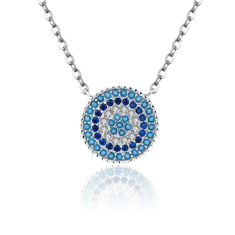 (image for) Silver Blue Circle Necklace - PANDORA Style - SCN099 - Product Image