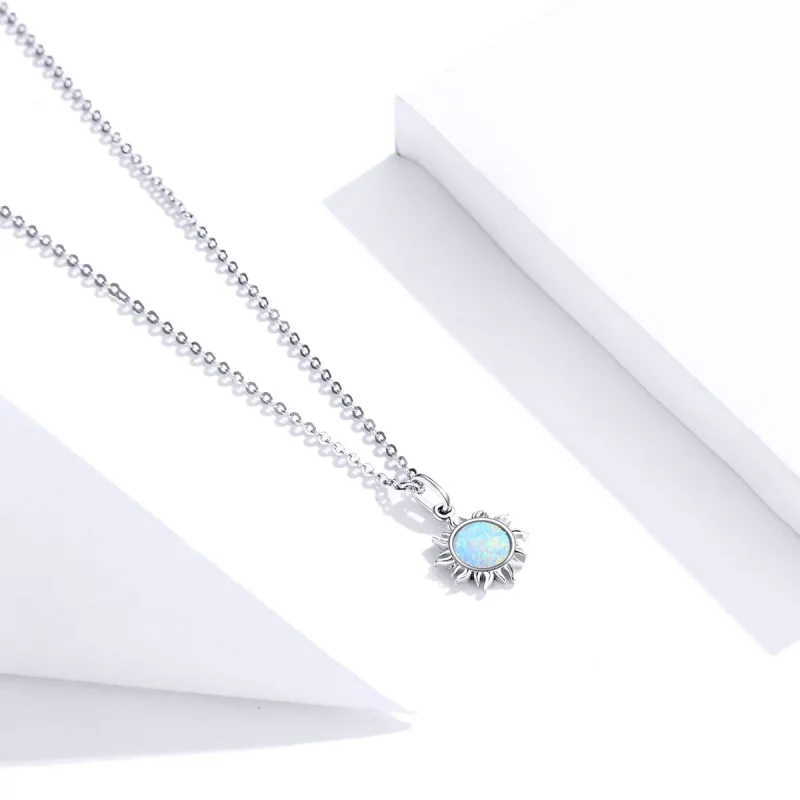 (image for) Silver Blue Sun Necklace - PANDORA Style - SCN399 - View 2