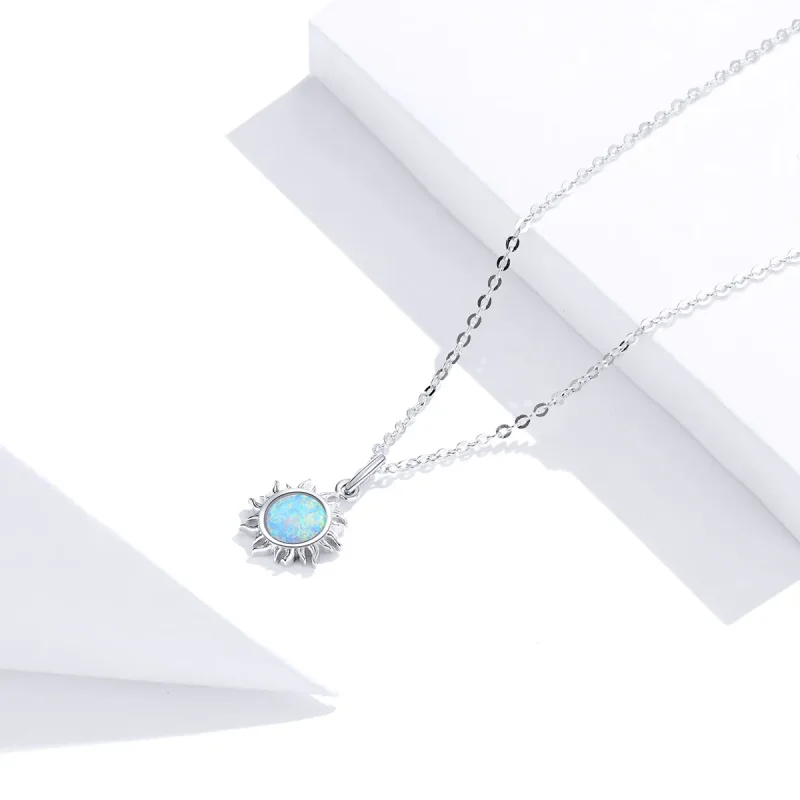 (image for) Silver Blue Sun Necklace - PANDORA Style - SCN399 - View 3
