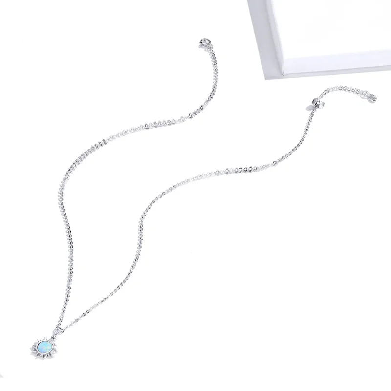 (image for) Silver Blue Sun Necklace - PANDORA Style - SCN399 - View 4