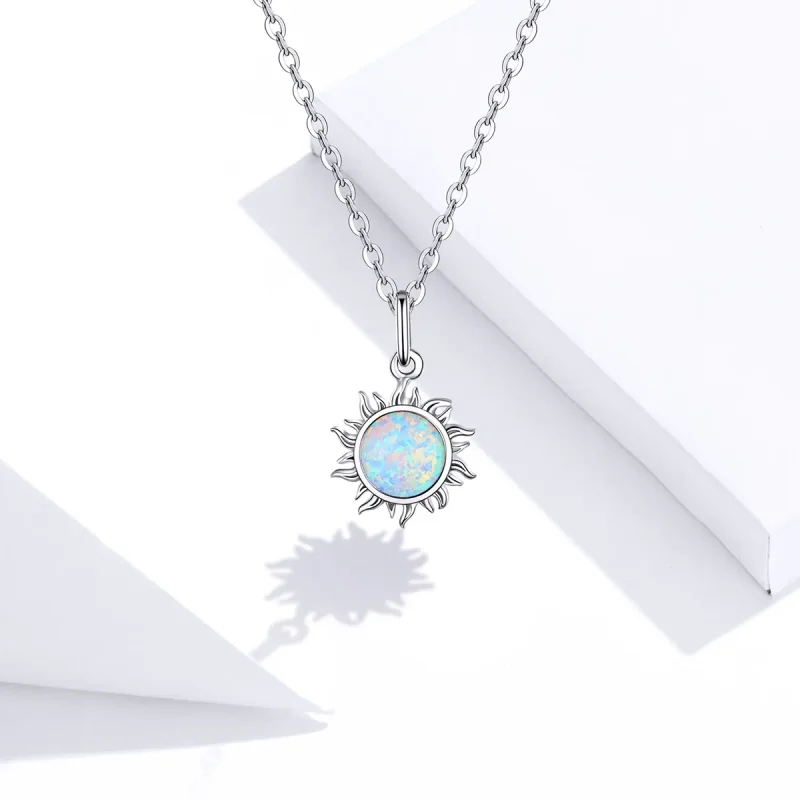 (image for) Silver Blue Sun Necklace - PANDORA Style - SCN399 - View 5