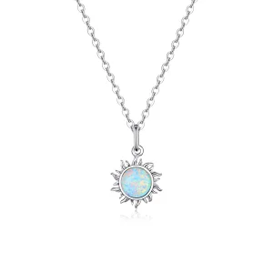 (image for) Silver Blue Sun Necklace - PANDORA Style - SCN399