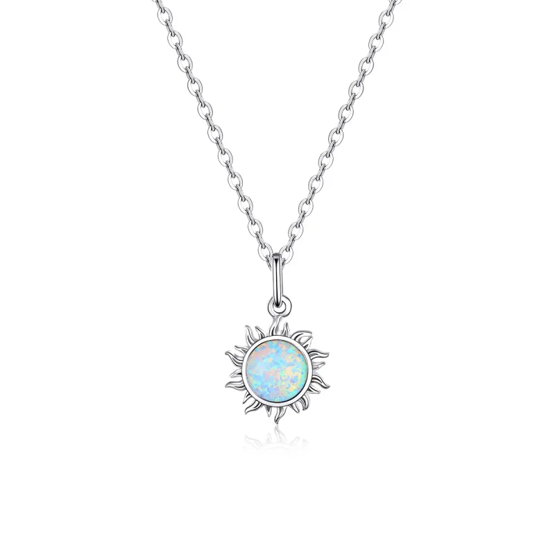 (image for) Silver Blue Sun Necklace - PANDORA Style - SCN399 - Product Image