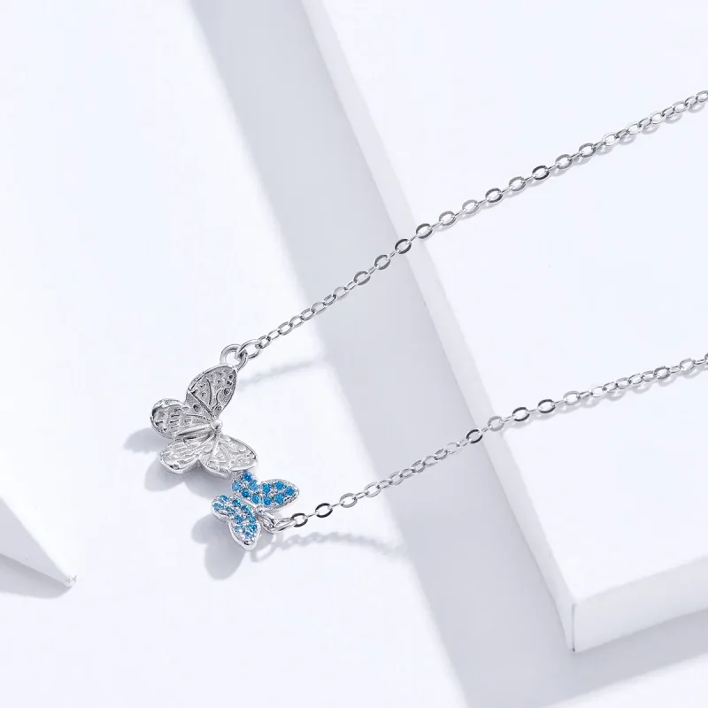 (image for) Silver Butterfly Necklace - PANDORA Style - SCN384 - View 3